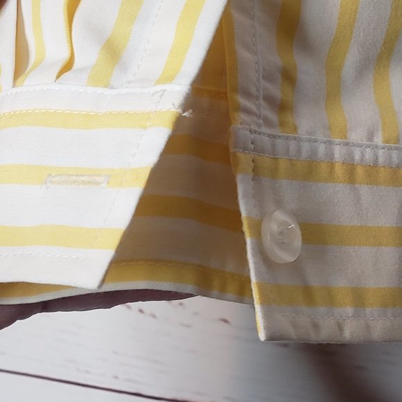 Chico's Yellow and White Stripe Button Down Shirt - Picture 5 of 11